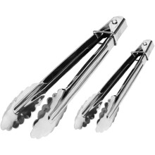 2x Stainless Steel Salad Tongs BBQ Kitchen Cooking Food Serving Bar tong Utensil UK SELLER