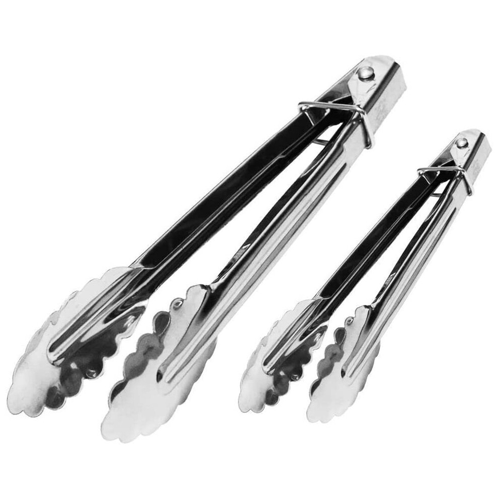 2x Stainless Steel Salad Tongs BBQ Kitchen Cooking Food Serving Bar tong Utensil UK SELLER