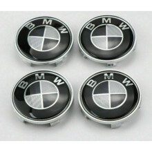 4x BMW Black Carbon Style Alloy Wheel Center Caps 68mm 1 3 5 7 E F M X