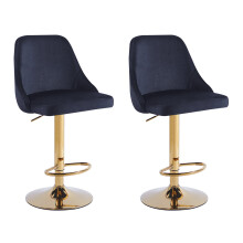 (Set of 2 stools, Black+Gold Base) 1/2x Breakfast Velvet Bar Stools Swivel Gas Lift Rest Chair Kitchen Barstool UK