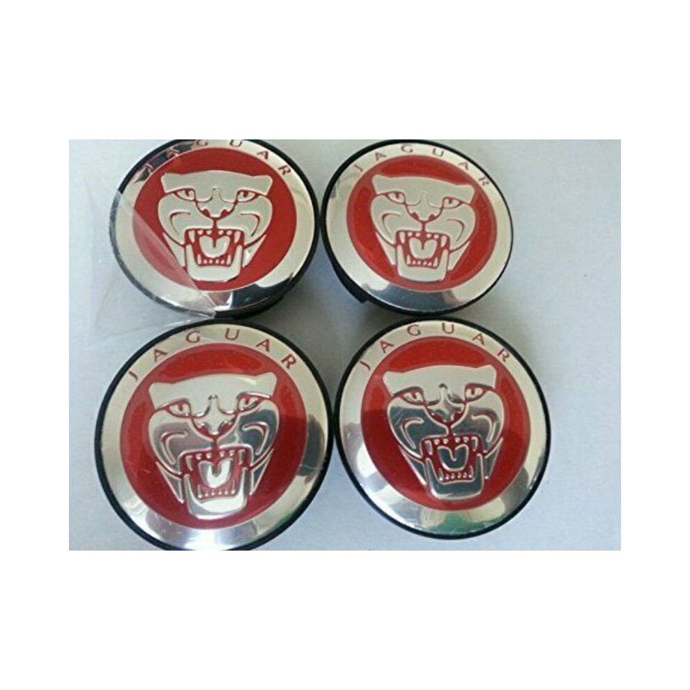 Jaguar Wheel Center Caps Emblem Badge Center Hub Cap Set 59Mm Red 5601103434928