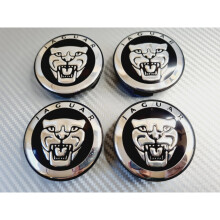 Jaguar Black Wheel ABS Centre Caps Set Of 4 59Mm X,Jr,J6,Xf Type Hub