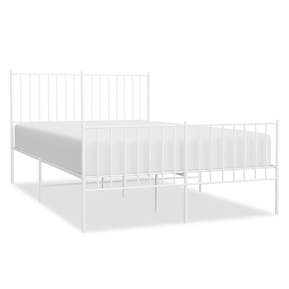 (120 x 200 cm, with headboard & footboard) vidaXL Metal Bed Frame Bedroom Bedstead Bed Base Mattress Foundation White