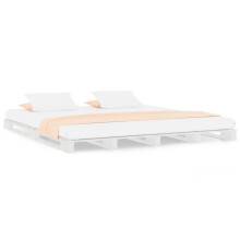 vidaXL Solid Wood Pine Bed Frame White 200x200 cm Wooden Bed Base Bedstead