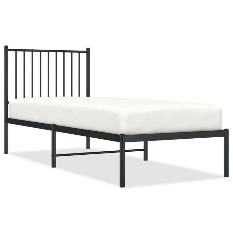 (with headboard, 75 x 190 cm) vidaXL Metal Bed Frame with Headboard Bedroom Metal Platform Bed Base Bedstead