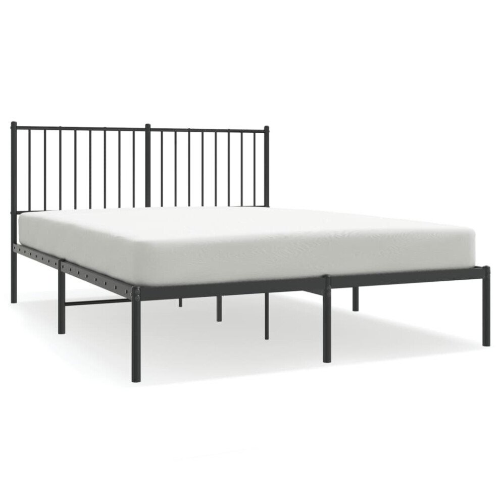 (135 x 190 cm, with headboard) vidaXL Metal Bed Frame with Headboard Bedroom Metal Platform Bed Base Bedstead