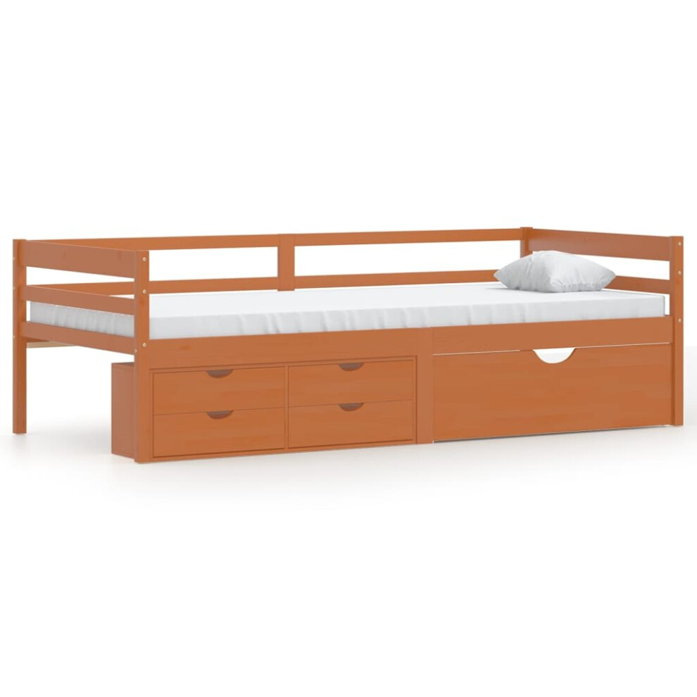 Vidaxl Solid Wood Pine Bed Frame With Drawers & Cabinet Honey Brown 90X200 Cm