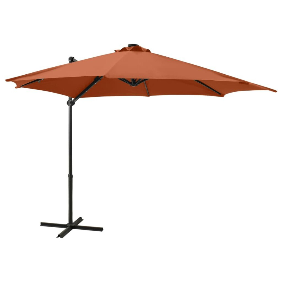 vidaXL Cantilever Umbrella with Pole and LED Lights Terracotta 300 cm Sunshade