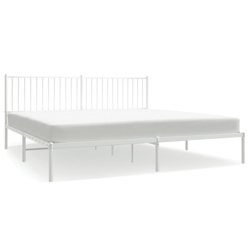 Vidaxl (207 X 198 X 90.5 Cm, With Headboard) Metal Bed Frame With Headboard Bedroom Metal Platform Bed Base Bedstead
