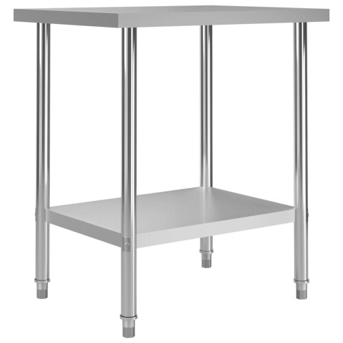 vidaXL Kitchen Work Table 80cm Stainless Steel Durable Gastronomy Worktables