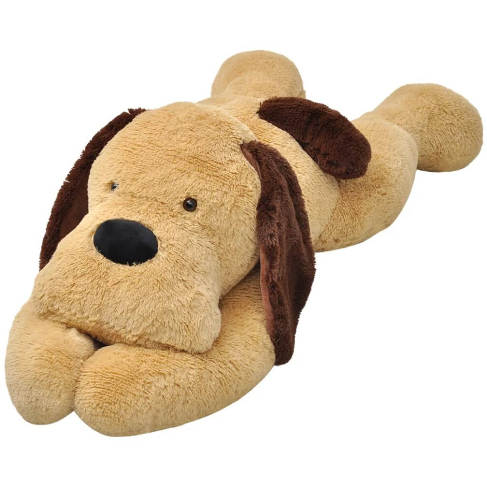 vidaXL Dog Cuddly Toy Plush Brown Soft Stuffed Toy For Kids Children Gift