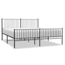 (200 x 200 cm, with headboard & footboard) vidaXL Metal Bed Frame with Headboard Bedroom Metal Platform Bed Base Bedstead