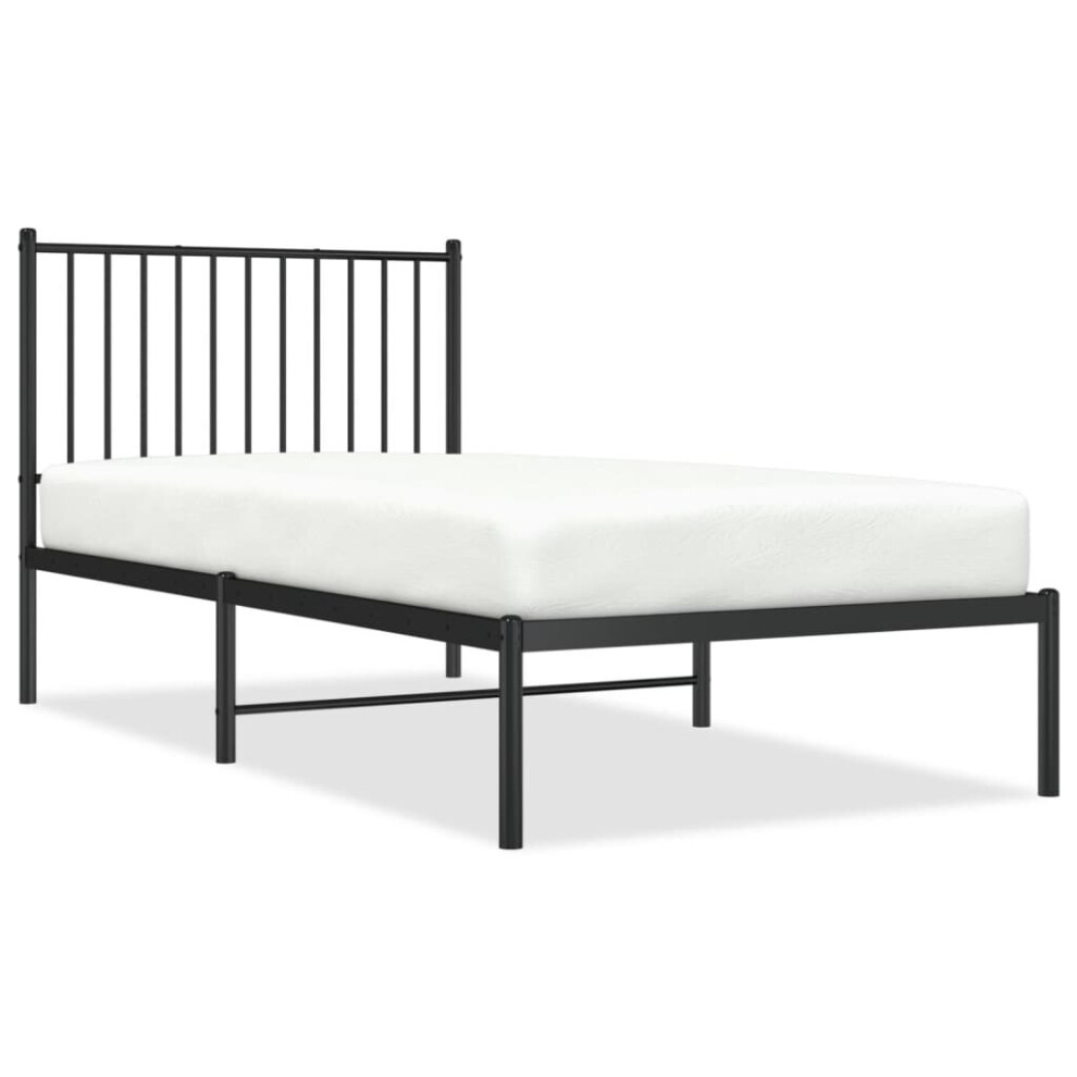 (with headboard, 90 x 190 cm) vidaXL Metal Bed Frame with Headboard Bedroom Metal Platform Bed Base Bedstead