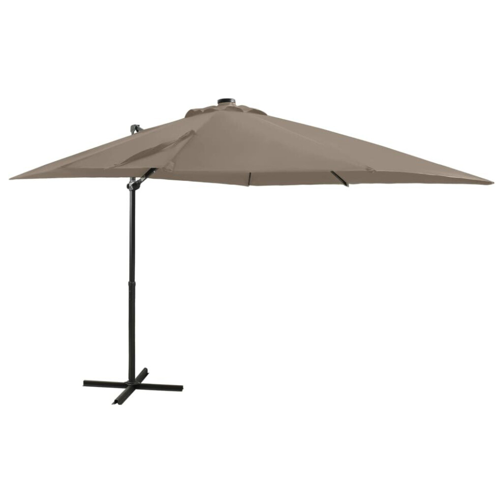 vidaXL Cantilever Umbrella with Pole and LED Lights Taupe 250 cm Sunshade