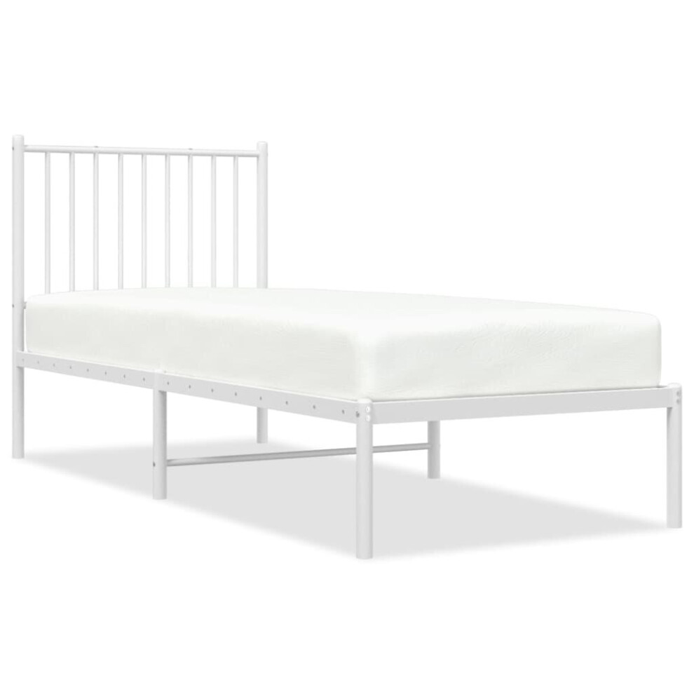 (75 x 190 cm, with headboard) vidaXL Metal Bed Frame with Headboard Bedroom Metal Platform Bed Base Bedstead