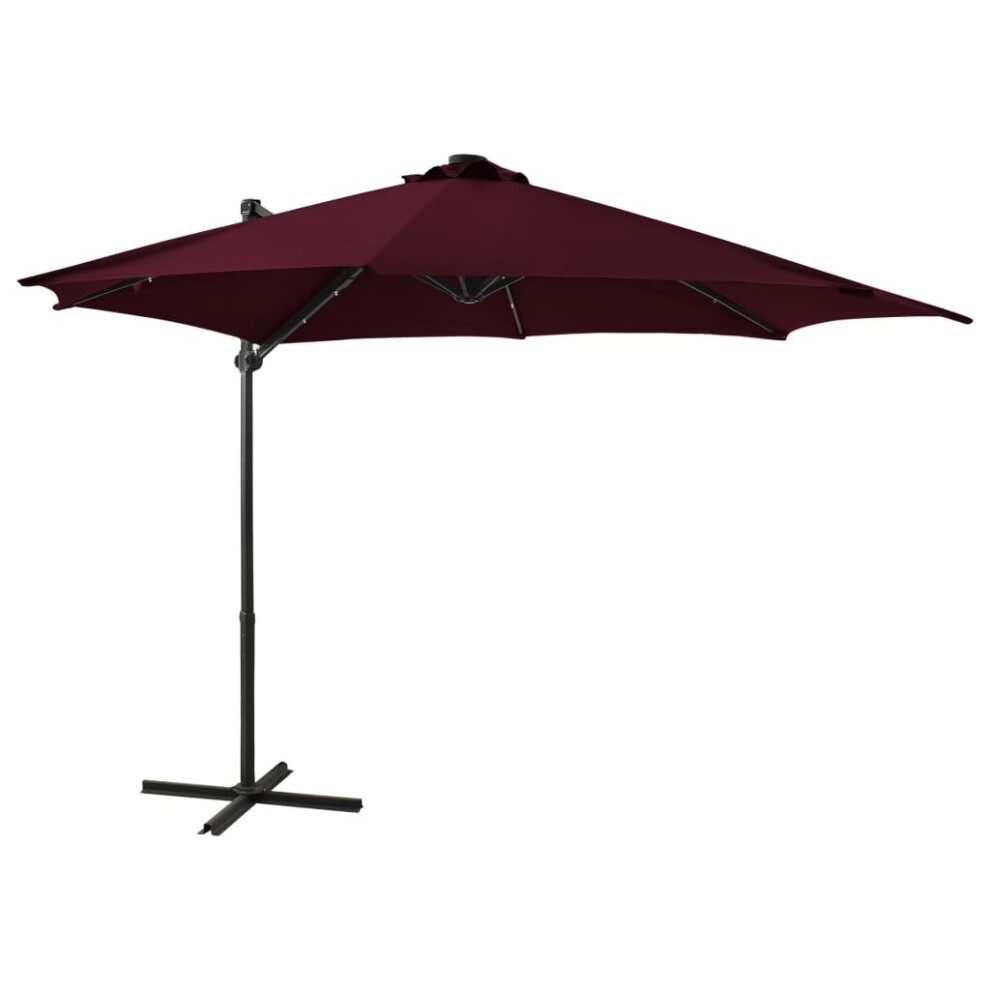 vidaXL Cantilever Umbrella with Pole and LED Lights Bordeaux Red Patio Parasol