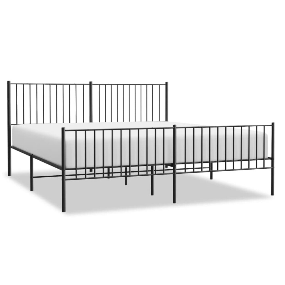(with headboard & footboard, 180 x 200 cm) vidaXL Metal Bed Frame with Headboard Bedroom Metal Platform Bed Base Bedstead