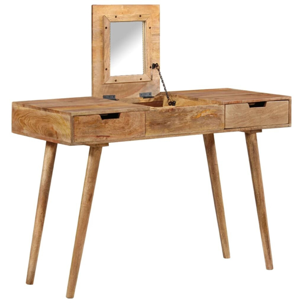 vidaXL Solid Mango Wood Dressing Table with Mirror Vanity Makeup Cosmetic Desk