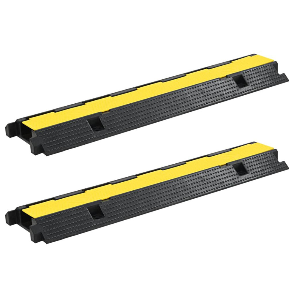 vidaXL 2x Cable Protector Ramps 1 Channel Rubber 100cm Conduit Wire Road Cover