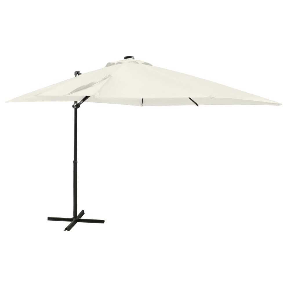 vidaXL Cantilever Umbrella with Pole and LED Lights Sand 250 cm Parasol Canopy