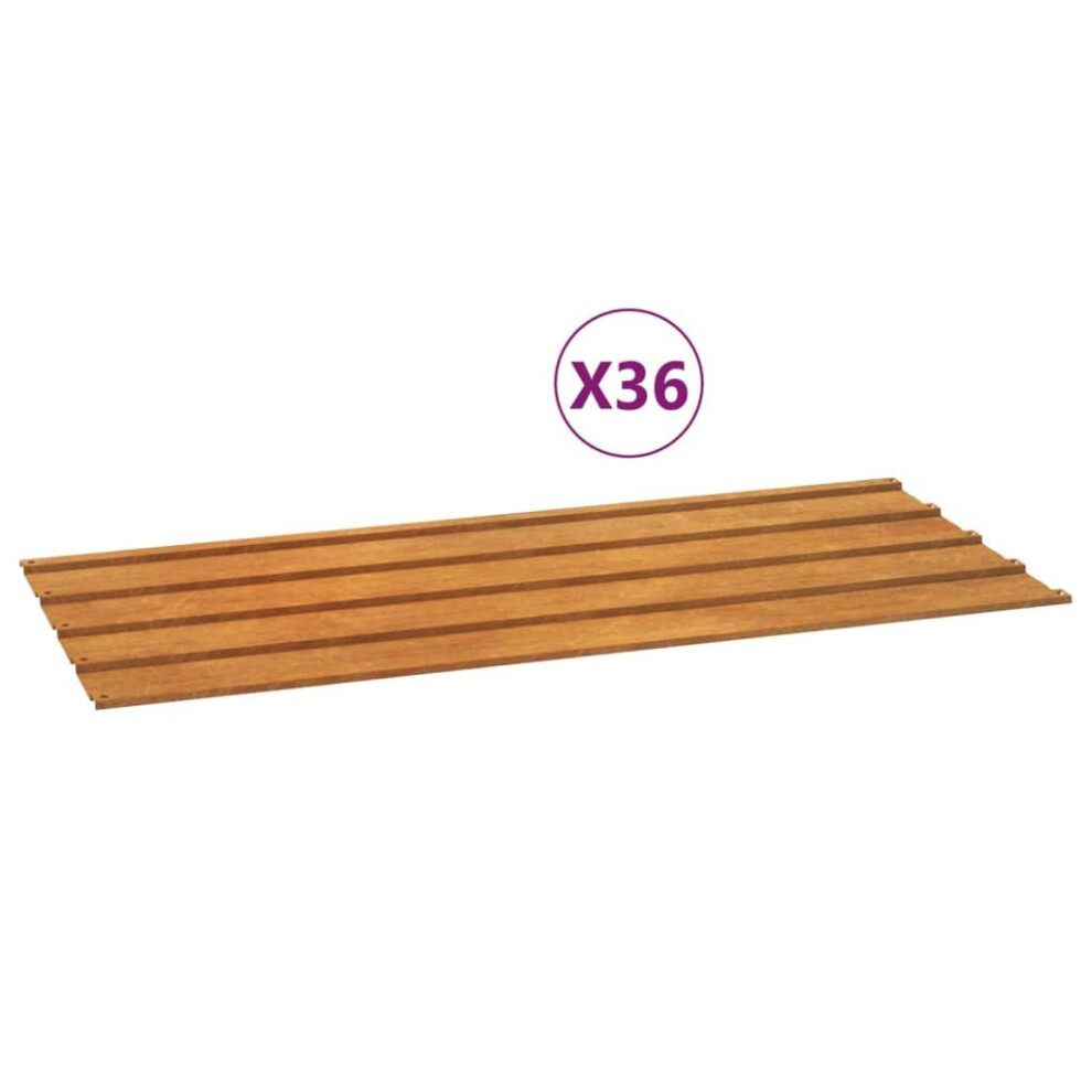 vidaXL Roof Panels Metal Roofing Sheet Rib Panel 36 pcs Rusty Corten Steel