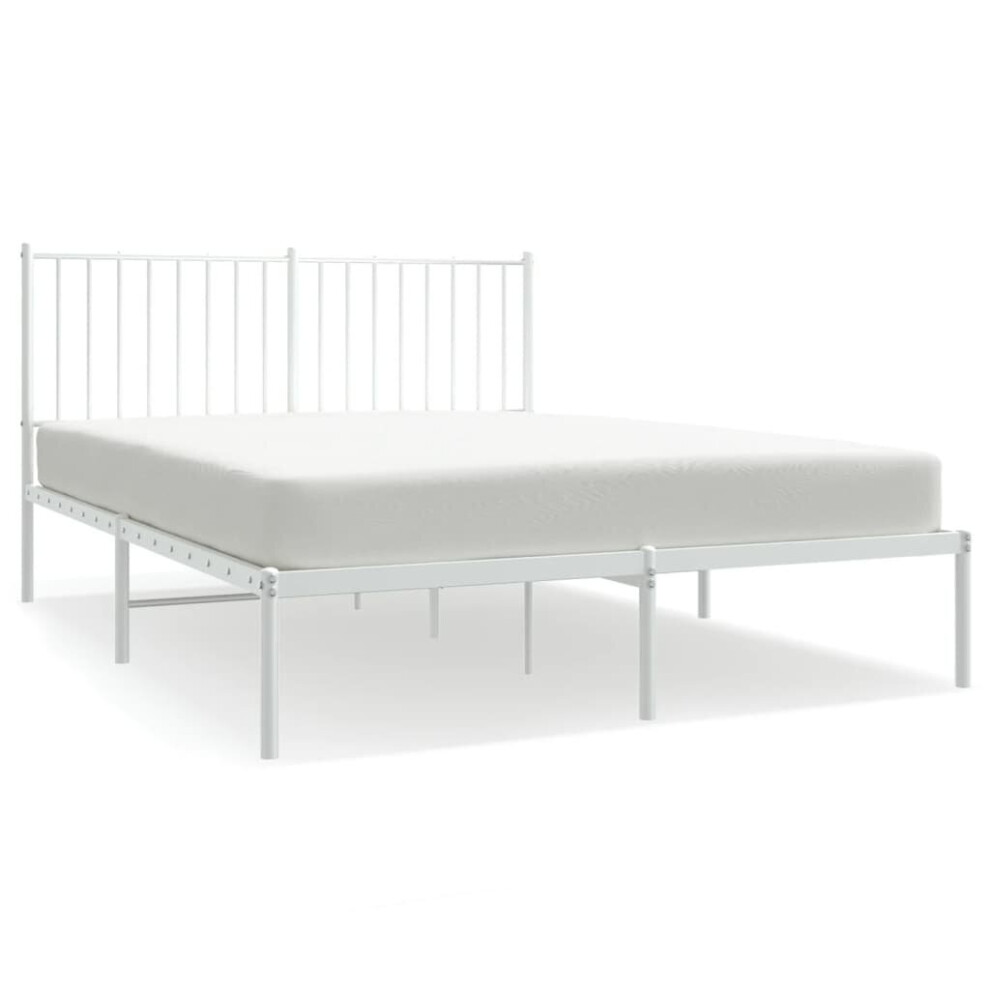 Vidaxl (207 X 146 X 90.5 Cm, With Headboard) Metal Bed Frame With Headboard Bedroom Metal Platform Bed Base Bedstead