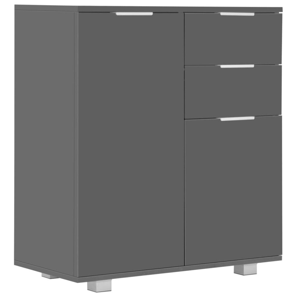 vidaXL Sideboard High Gloss Grey Engineered Wood Drawer Cabinet Organiser