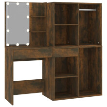 (Smoked oak) vidaXL LED Dressing Table & Cabinets Engineered Wood Furniture Multi Colours