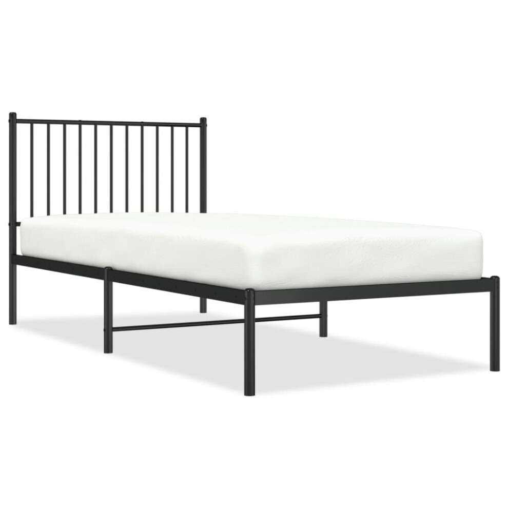 Vidaxl (With Headboard, 90 X 200 Cm) Metal Bed Frame With Headboard Bedroom Metal Platform Bed Base Bedstead