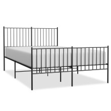(140 x 200 cm, with headboard & footboard) vidaXL Metal Bed Frame with Headboard Bedroom Metal Platform Bed Base Bedstead