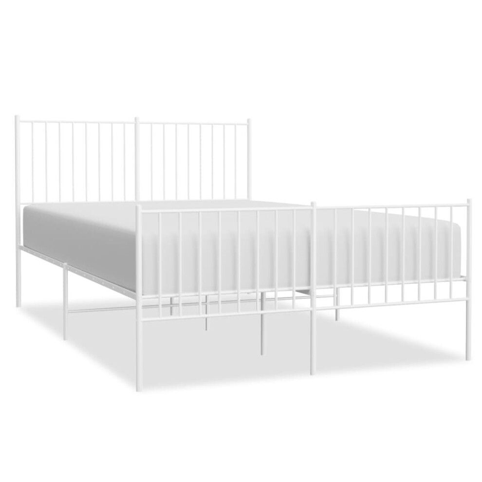 (140 x 190 cm, with headboard & footboard) vidaXL Metal Bed Frame with Headboard Bedroom Metal Platform Bed Base Bedstead