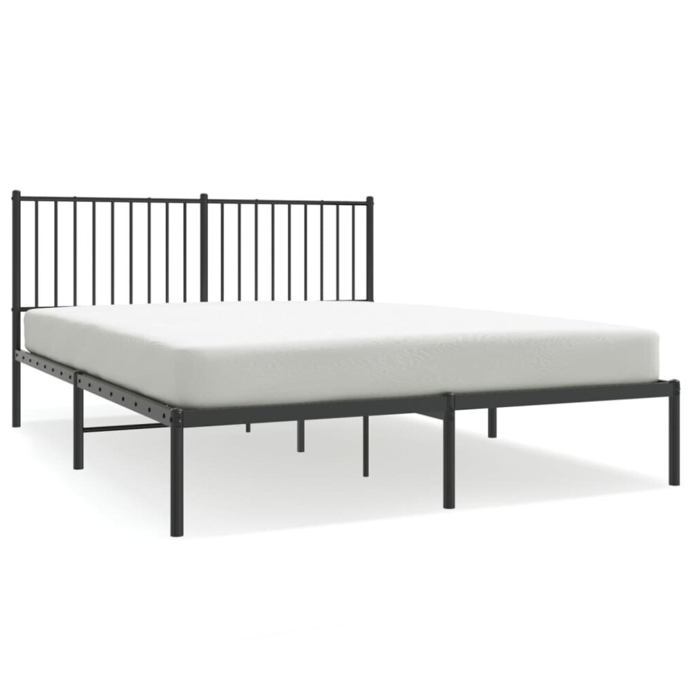 Vidaxl (150 X 200 Cm, With Headboard) Metal Bed Frame With Headboard Bedroom Metal Platform Bed Base Bedstead
