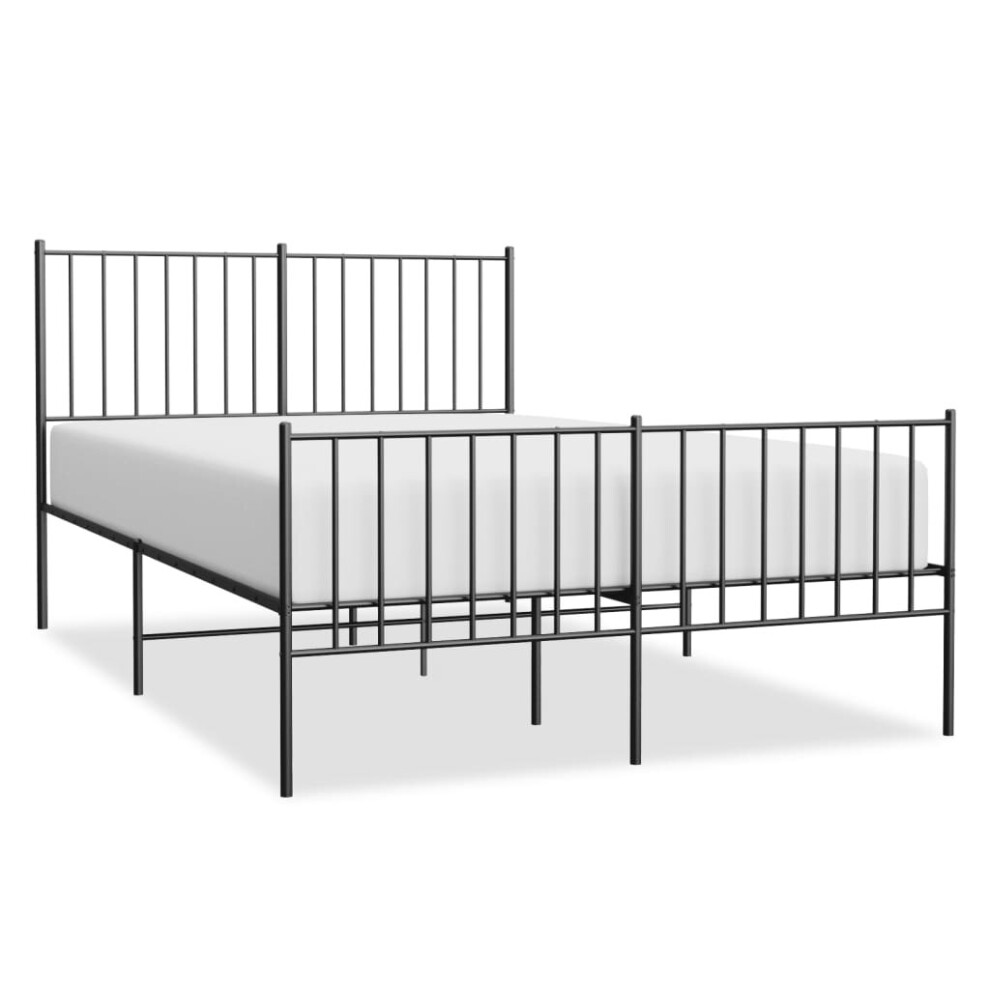 Vidaxl (With Headboard & Footboard, 120 X 190 Cm) Metal Bed Frame With Headboard Bedroom Metal Platform Bed Base Bedstead