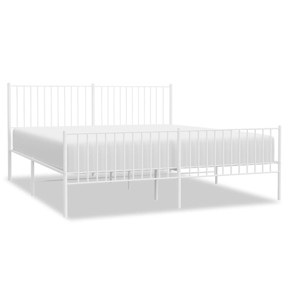 (180 x 200 cm, with headboard & footboard) vidaXL Metal Bed Frame with Headboard Bedroom Metal Platform Bed Base Bedstead