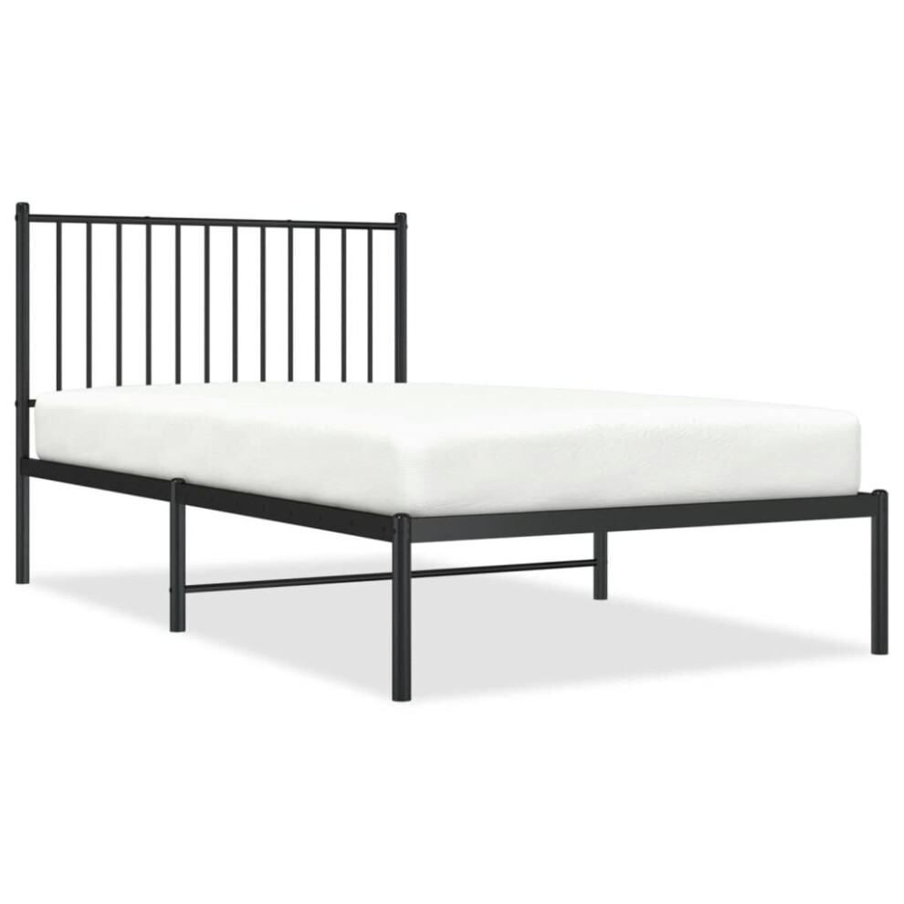 (with headboard, 100 x 190 cm) vidaXL Metal Bed Frame with Headboard Bedroom Metal Platform Bed Base Bedstead