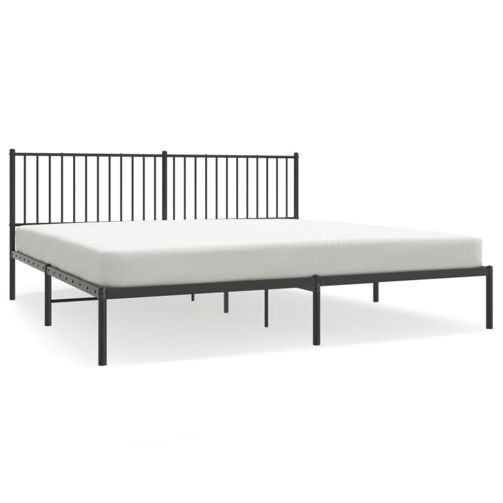 (193 x 203 cm, with headboard) vidaXL Metal Bed Frame with Headboard Bedroom Metal Platform Bed Base Bedstead