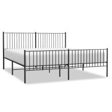 (193 x 203 cm, with headboard & footboard) vidaXL Metal Bed Frame with Headboard Bedroom Metal Platform Bed Base Bedstead
