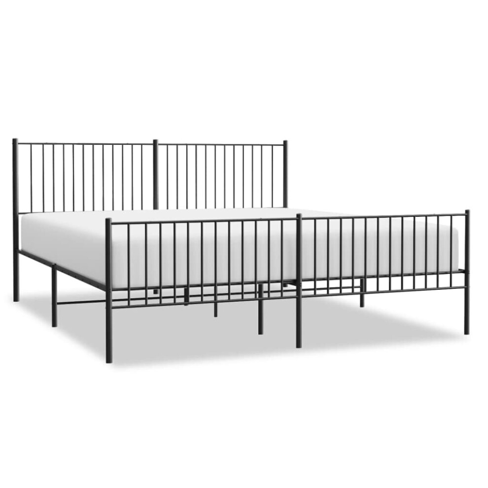 (193 x 203 cm, with headboard & footboard) vidaXL Metal Bed Frame with Headboard Bedroom Metal Platform Bed Base Bedstead