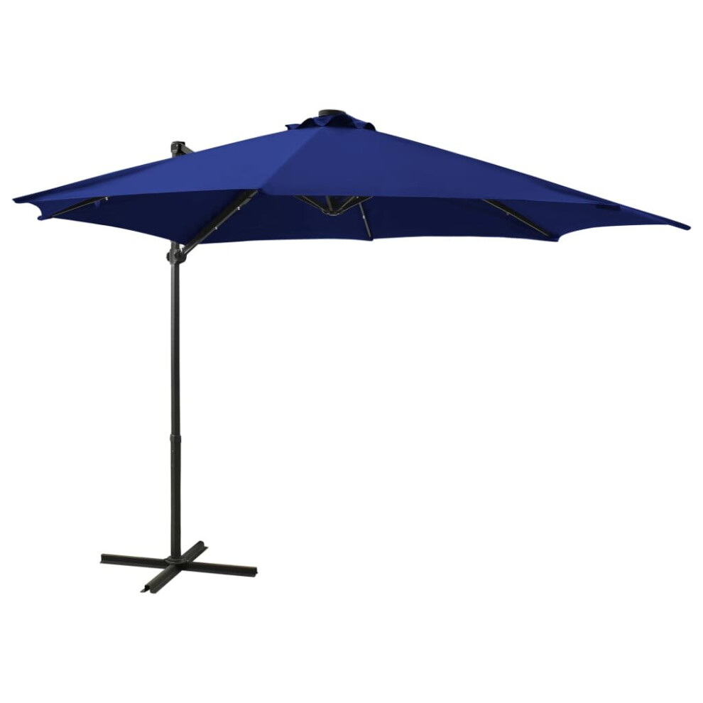 vidaXL Cantilever Umbrella with Pole and LED Lights Azure Blue Garden Parasol