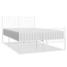 (135 x 190 cm, with headboard & footboard) vidaXL Metal Bed Frame with Headboard Bedroom Metal Platform Bed Base Bedstead