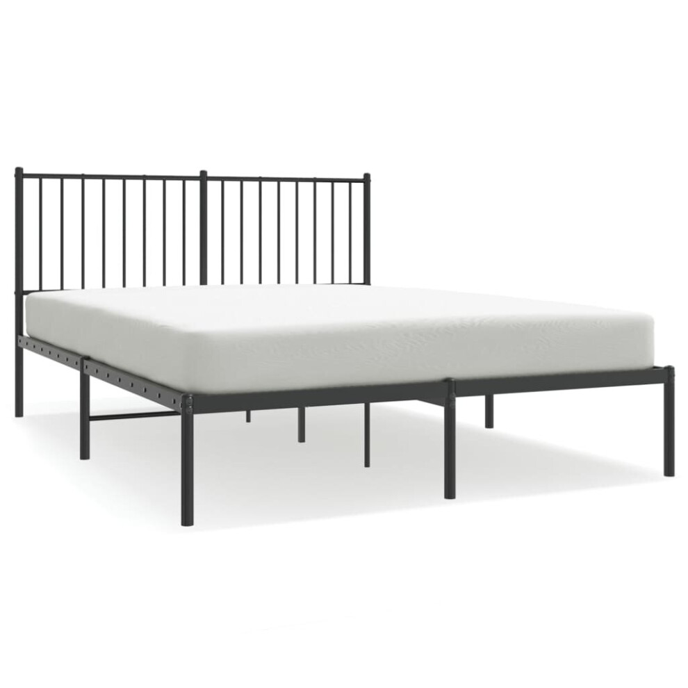 (with headboard, 140 x 190 cm) vidaXL Metal Bed Frame with Headboard Bedroom Metal Platform Bed Base Bedstead