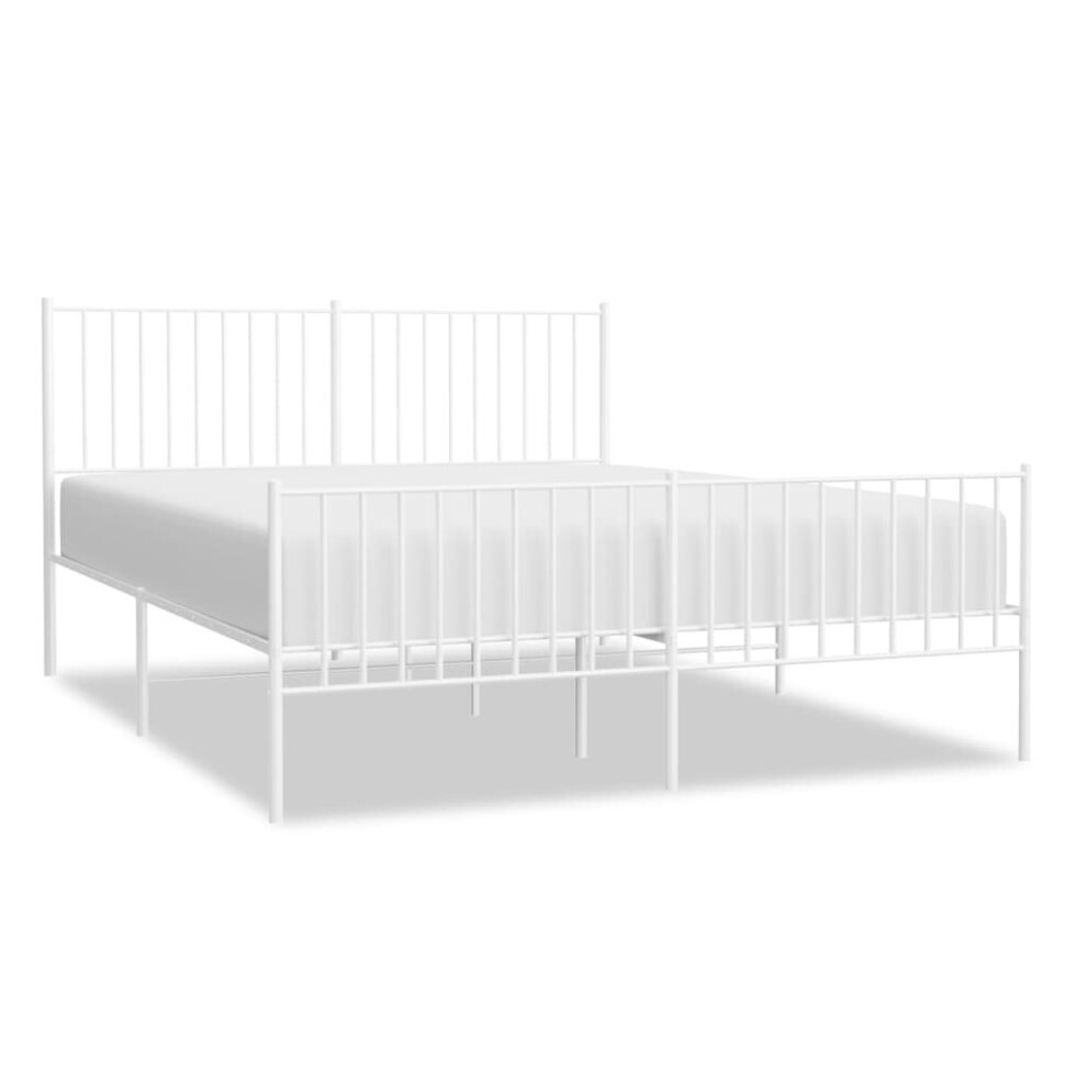 Vidaxl (150 X 200 Cm, With Headboard & Footboard) Metal Bed Frame With Headboard Bedroom Metal Platform Bed Base Bedstead