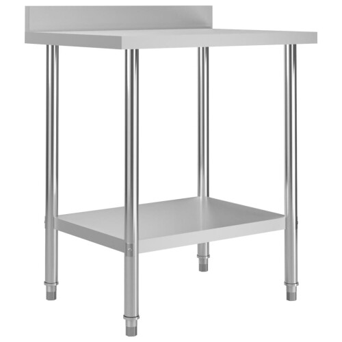 VidaXL vidaXL Kitchen Work Table with Backsplash 80cm Stainless Steel Workbenches