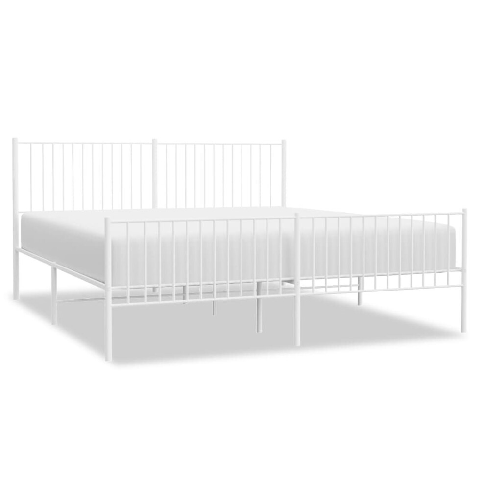 (193 x 203 cm, with headboard & footboard) vidaXL Metal Bed Frame with Headboard Bedroom Metal Platform Bed Base Bedstead