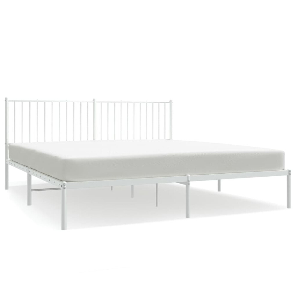 Vidaxl (219 X 187 X 90.5 Cm, With Headboard) Metal Bed Frame With Headboard Bedroom Metal Platform Bed Base Bedstead