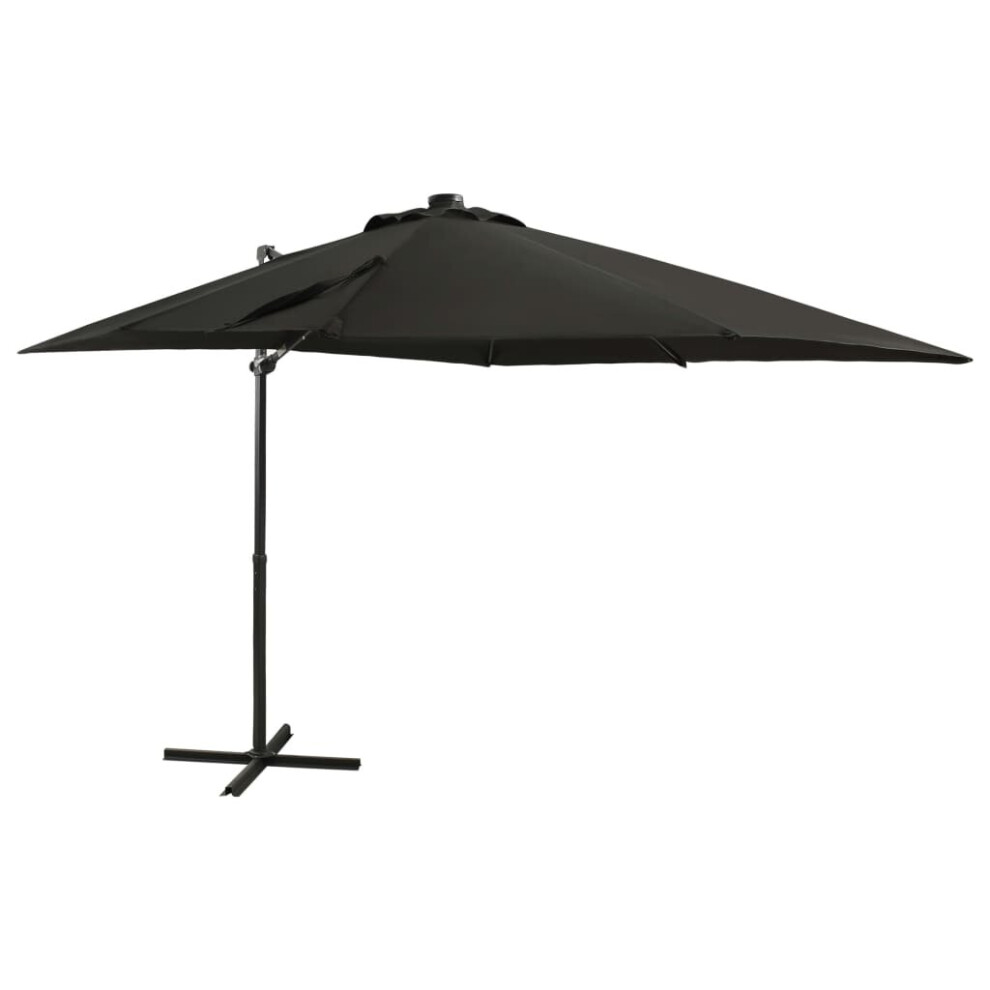 vidaXL Cantilever Umbrella with Pole and LED Lights Black 250 cm Sunshade