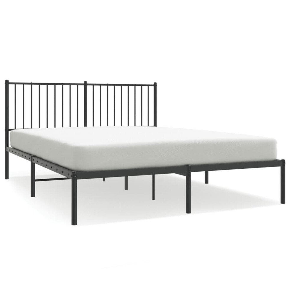 Vidaxl (160 X 200 Cm, With Headboard) Metal Bed Frame With Headboard Bedroom Metal Platform Bed Base Bedstead