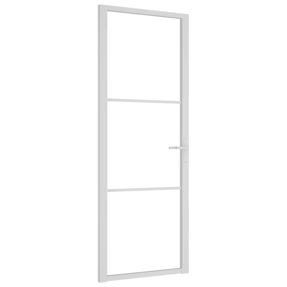 (White and transparent, 76 x 201.5 cm (W x H)) vidaXL Interior Door ESG Glass and Aluminium Bedroom Door Indoor Inner Door