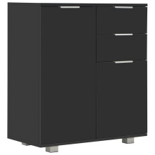 vidaXL Sideboard High Gloss Black Engineered Wood Drawer Cabinet Organiser