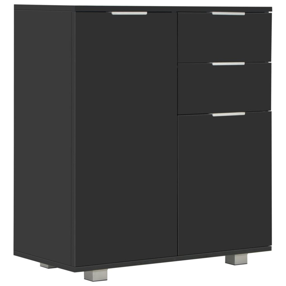 Vidaxl Sideboard High Gloss Engineered Wood Drawer Cabinet Organiser Black